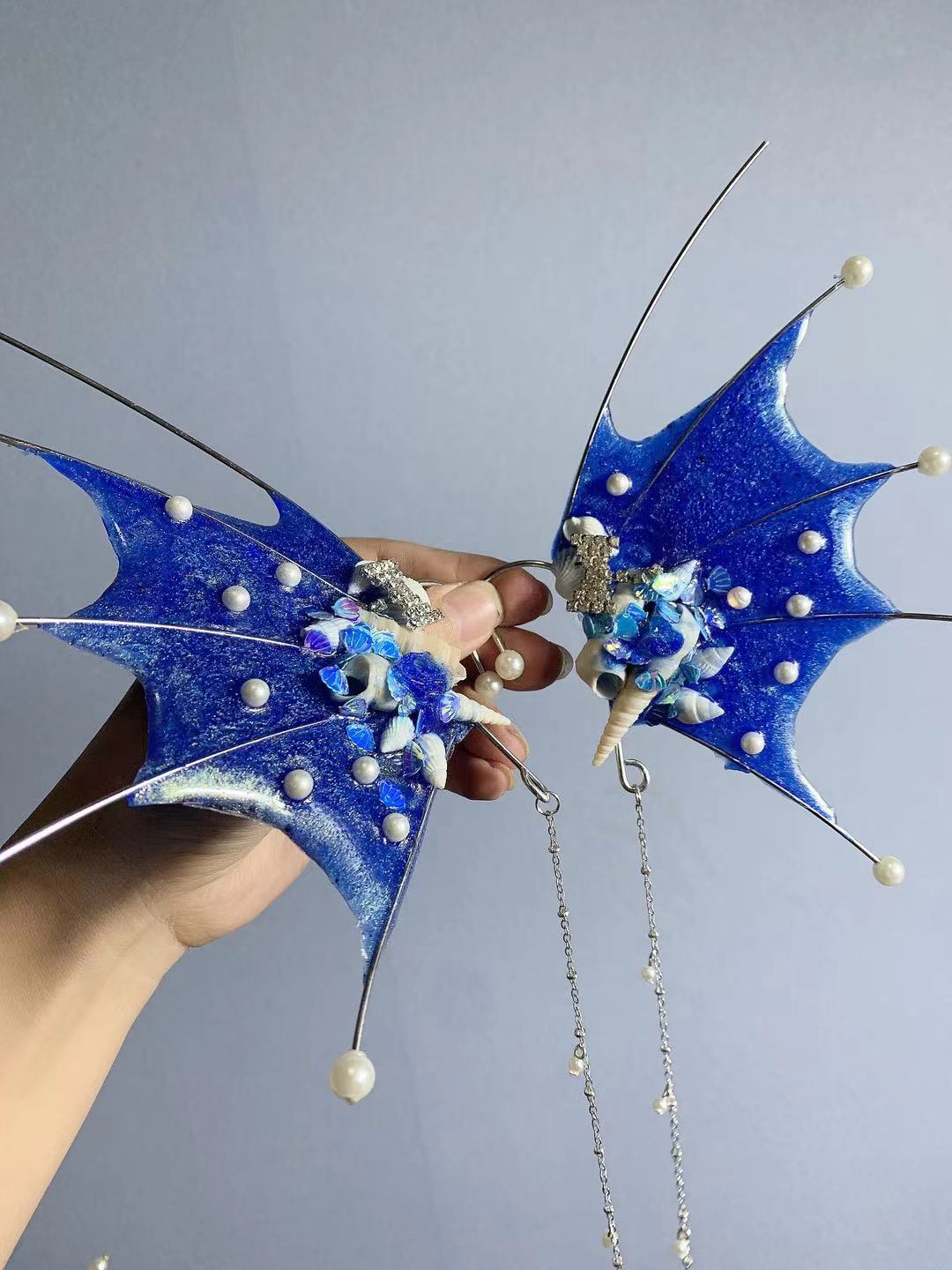 Beautiful Mermaid Elf Fairy Cosplay Ear Halloween Party Dress Up Forest Spirit Fish Cosplay Props Festival Headdress: PURPLE