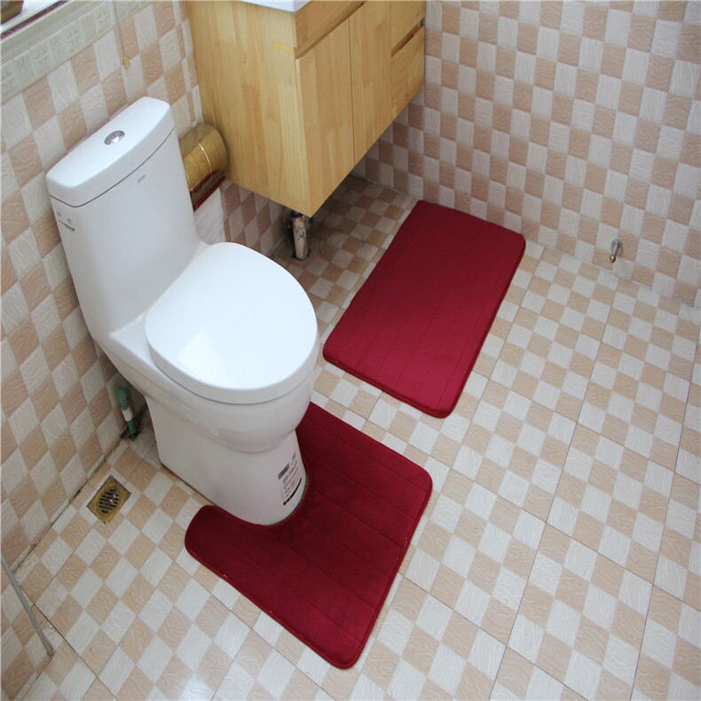 Thicken Sponge Toilet Rugs Bathroom Bath Mat Set Stripes Water Absorption Toilet Floor Carpets Shower Room Rugs 50*60 50*80cm