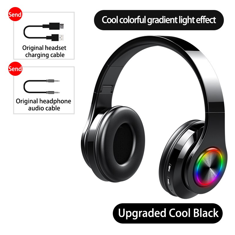 MiKuTech Bluetooth 5.0 Headphones - Deep Bass Stereo Noise Reduction Gaming Headsets: T6 Black