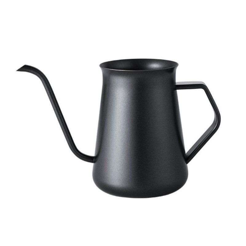 Stainless steel hand punch coffee pot with lid dripping gooseneck watering can long mouth coffee pot teapot-400ml: 01 Without cover
