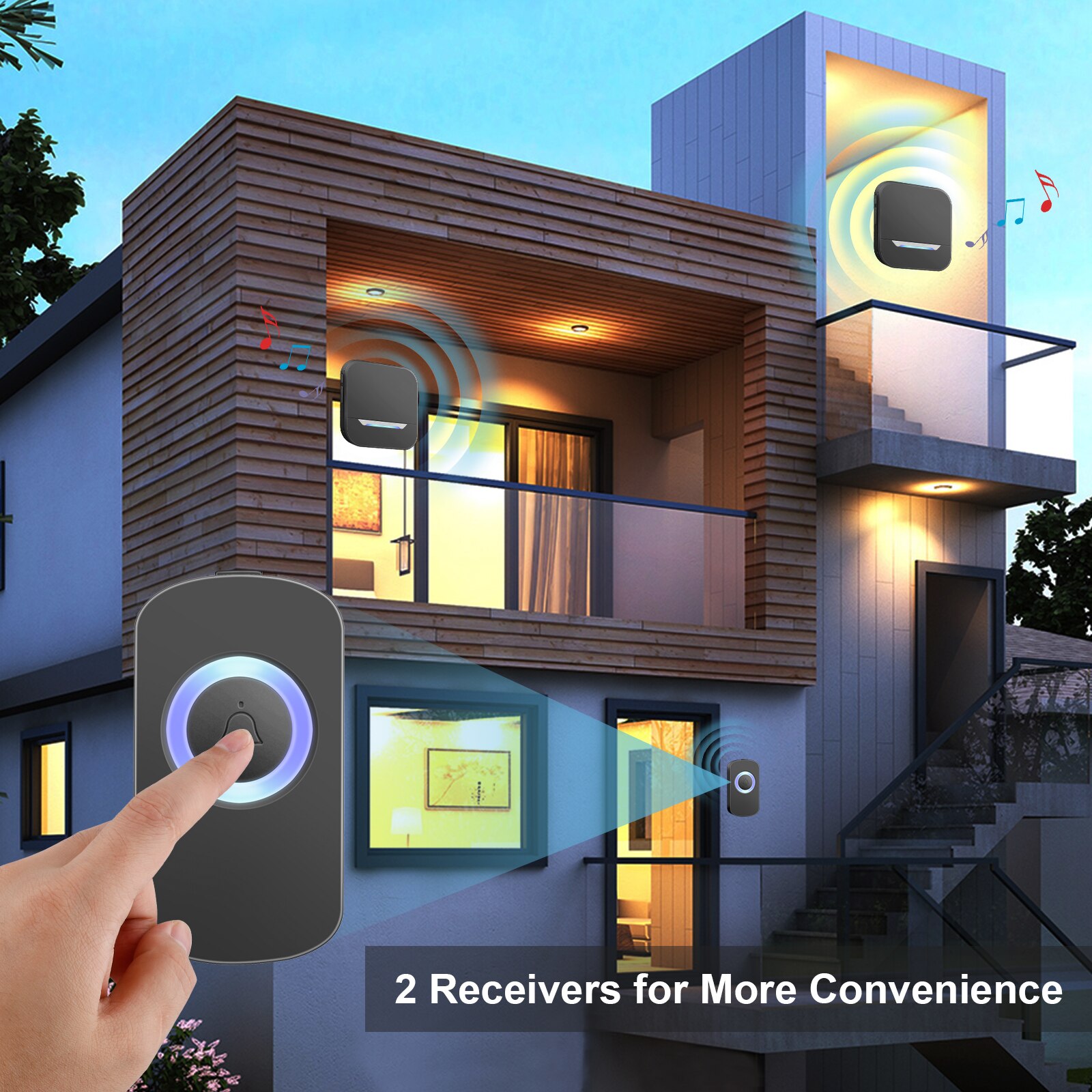 Wireless Door Ring Waterproof Electronic Doorbell Chime For Home Office Security Door Bell For 300m Range Door Phone Apartment