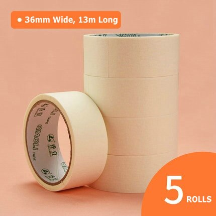 5 Rolls Tekening Afplakband Voor Schilderen Multifunctionele 12Mm/18Mm/24Mm/36Mm Breed washi Tape 13M Jumbobroodje Kunstenaar Tape: 36mm Wide