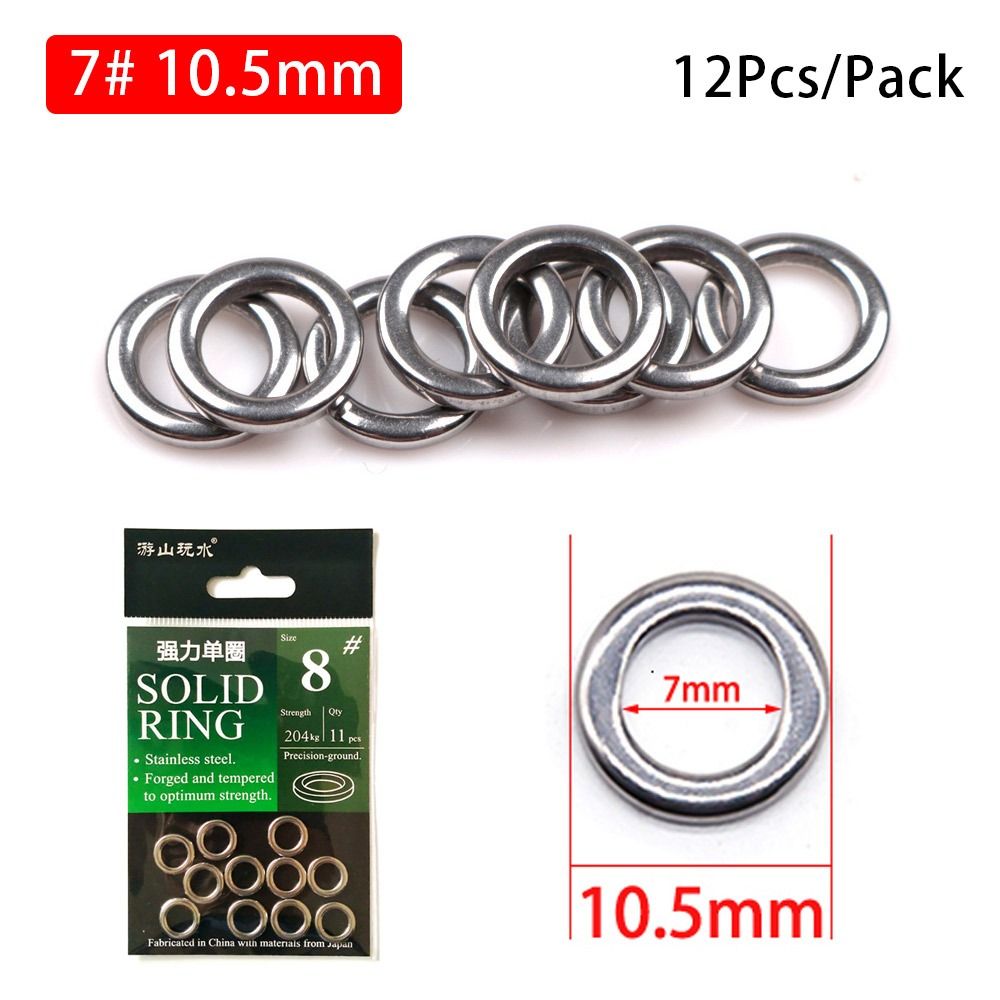 10-20 st. 4mm-12mm fiskeringar för kraftiga beten, blyring, jiggrör, 304 rostfria ringar, koppling för betesredskap: Svart