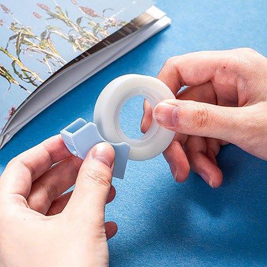 1 sæt beskyttende tape dispenser med skrivbar usynlig tape 50um*12mm*20y(18.3m)  studerende selvklæbende tape sæt papirvarer