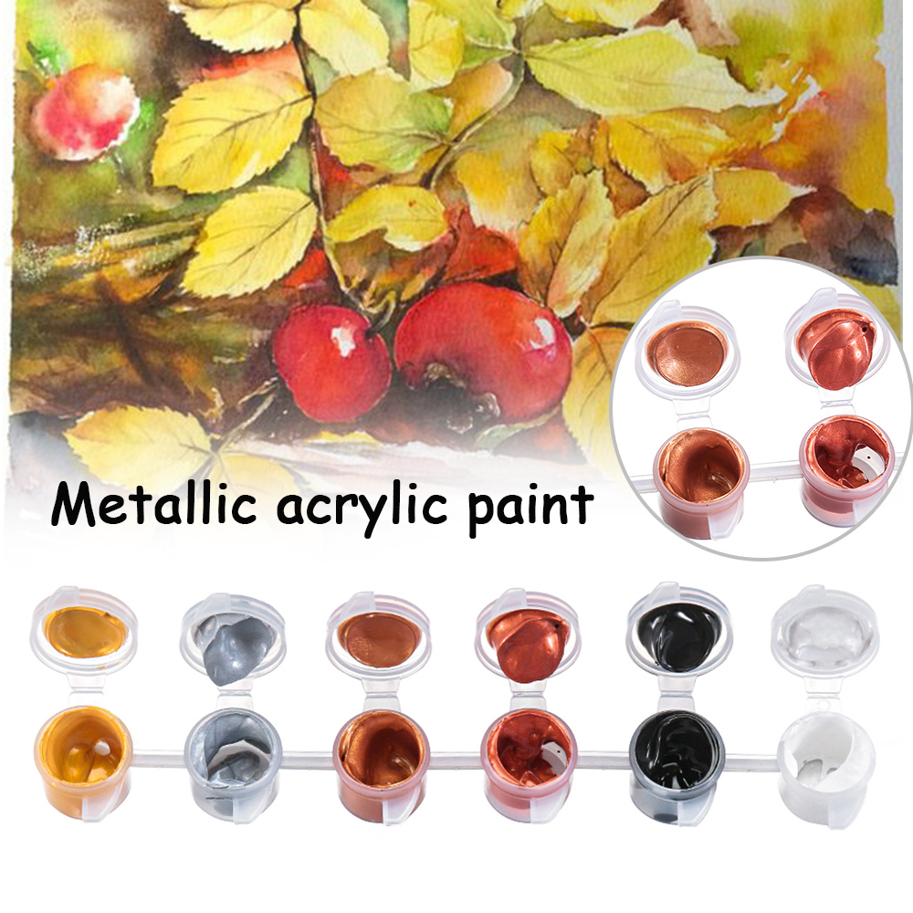 2/4/6 farver til tekstil tegning væg håndmalet skinnende gel maling pigment metallisk farve akryl maling til kunstner kunst tilbehør