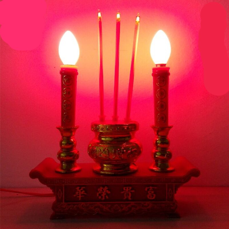Buddhistisk elektrisk stearinlys avalokitesvara buddha lampe kinesisk jubilant år bryllup stearinlys lampe tempel dekoration