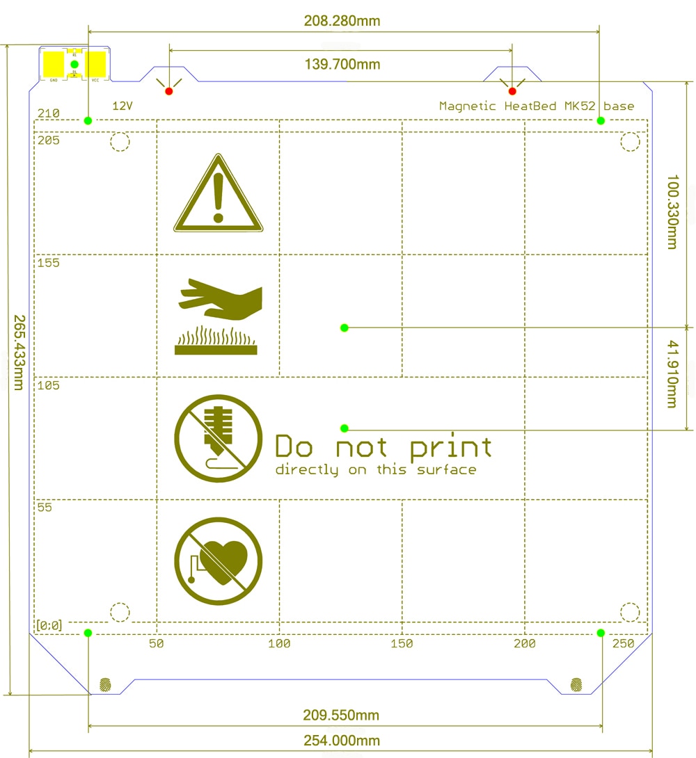3d Printer Parts Clone Prusa i3 MK3 3d printer heated bed with/no Magnetic MK52 Heatbed 24V / 12V Option