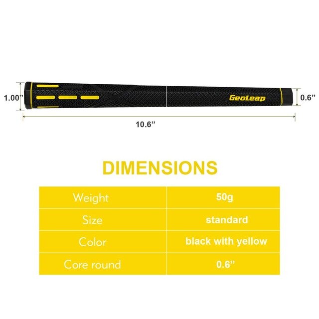 Geoleap TPE Golg Grips Hexagonal Golf Club Grip Non Slip Grip Standard, 7 Colors to Choose,10pcs: black yellow