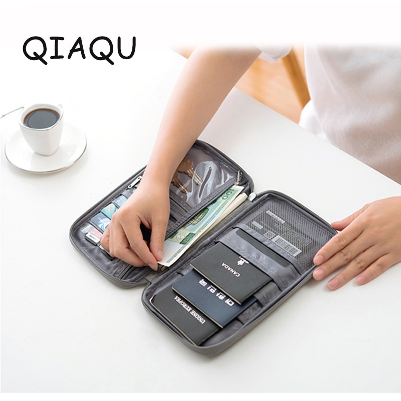 QIAQU Cation Fabric Cover Credit ID Card Travel Organizer Passport Card Holder Package Credit Card Travel Accessories