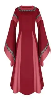 Robe de longitud inferior retro à manches trompent pour femmes, bata medieval renacentista, garniture en dentelle, bata irlandia: S / Negro