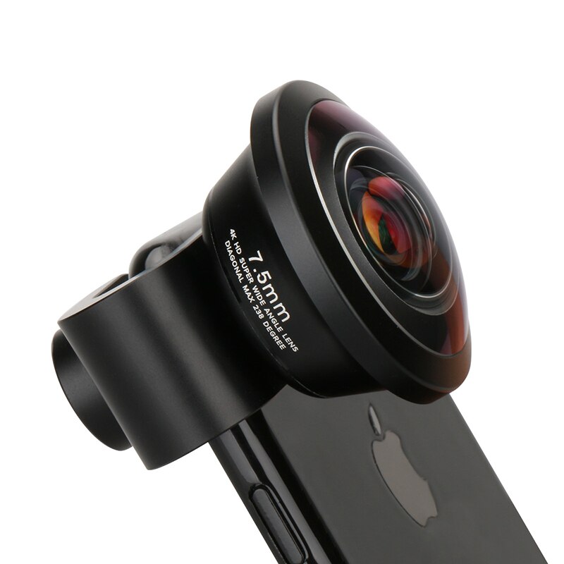 Ulanzi 238 Degree Fisheye HD Lens 0.2X Wide Angle Lens for iPhone X 7 6 Samsung Huawei Xiaomi 4K HD Clip-On Camera Phone Lens