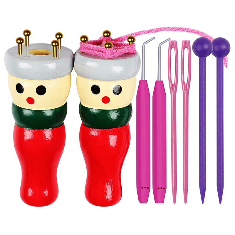 French Knitter Tool 2 Pack, Wooden Knitting Dolly Set Spool Knitting Doll Knitting Loom Toy For Making Bracelets, Etc: Default Title