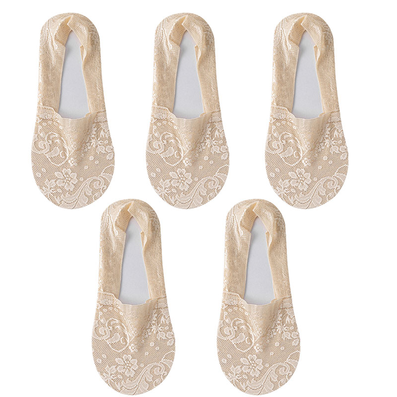 5 par/lote calcetines de mujer calcetines náuticos verano transpirable silicona antideslizante fino Invisible tobillo calcetín transparente corto Sox: Negro