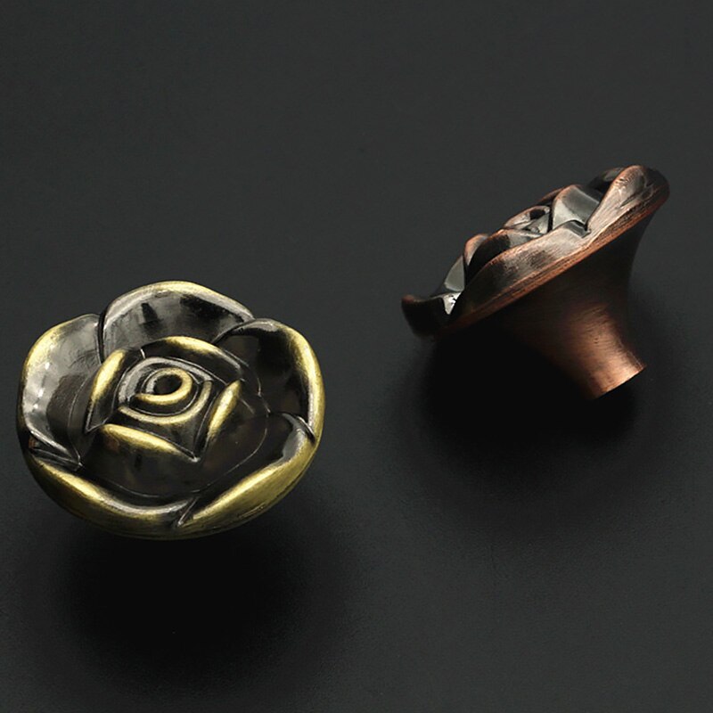 Vintage Roses Flower Shape Alloy Cabinets Knobs & Knobs Furniture Handles Door Knob Cabinet Drawer Pull Handle for Home Hardware