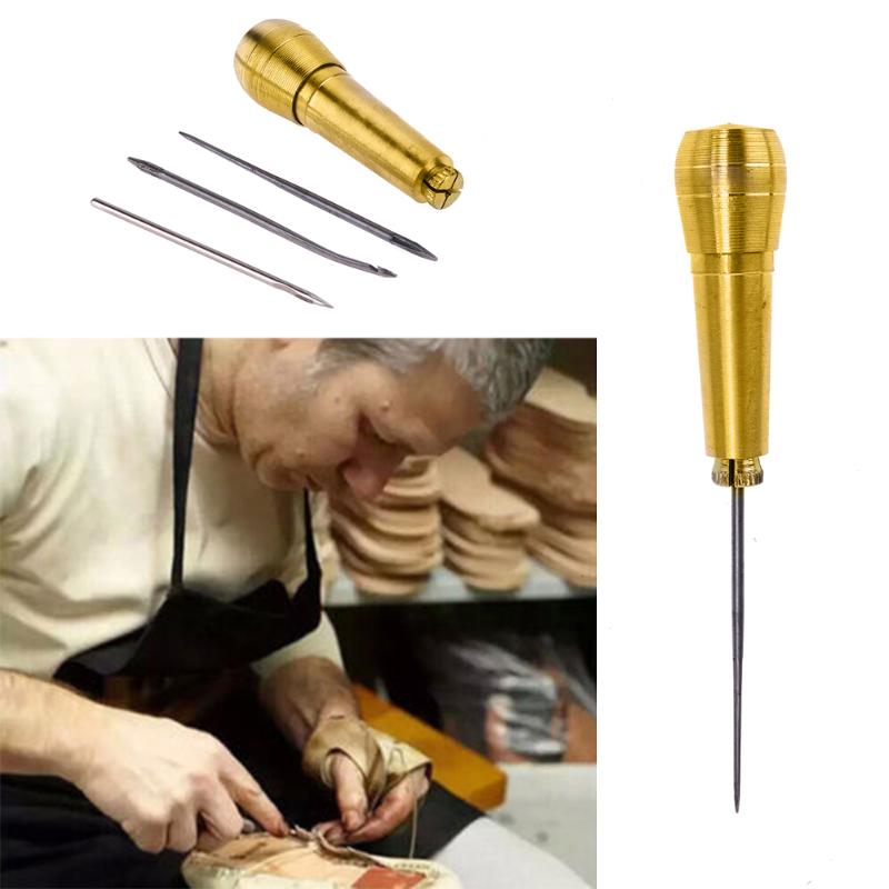 Canvas Lederen Tool Naaien Priem Hand Tool Punch Naaien Accessoires Naalden Koperen Handvat Stitcher Haak Lijn voor Leathercraft