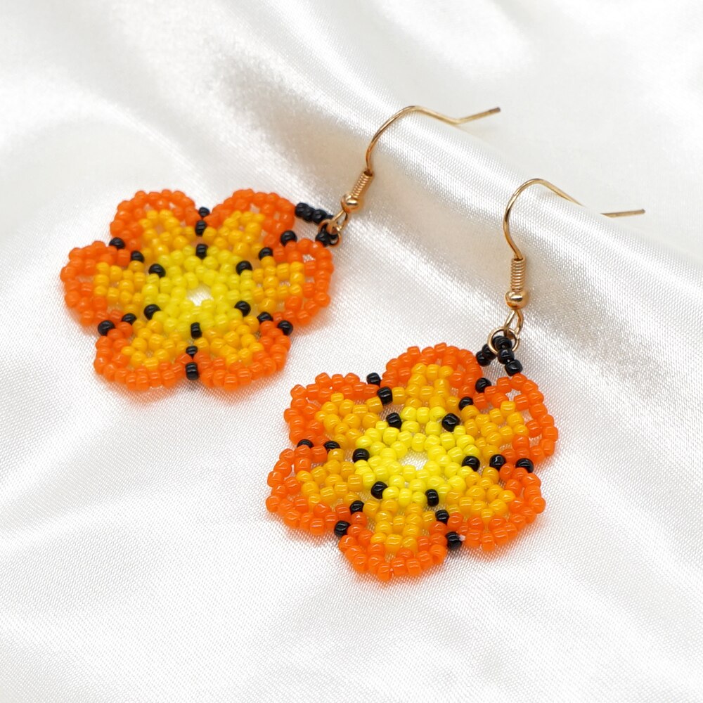 Go2Boho Jewelry Dangle Earrings Color Gradient Miyuki Seed Beads Woven Daisy Flower Earrings for Women Earings 2022