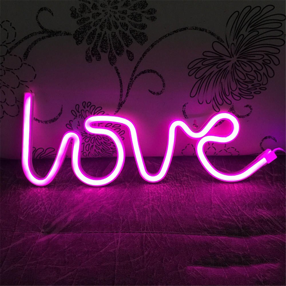 Led Neon Light Teken Hartvorm Neon Sign Muur Opknoping Art Voor Bar Slaapkamer Woonkamer Party Home Decor Night licht Usb Powered: love