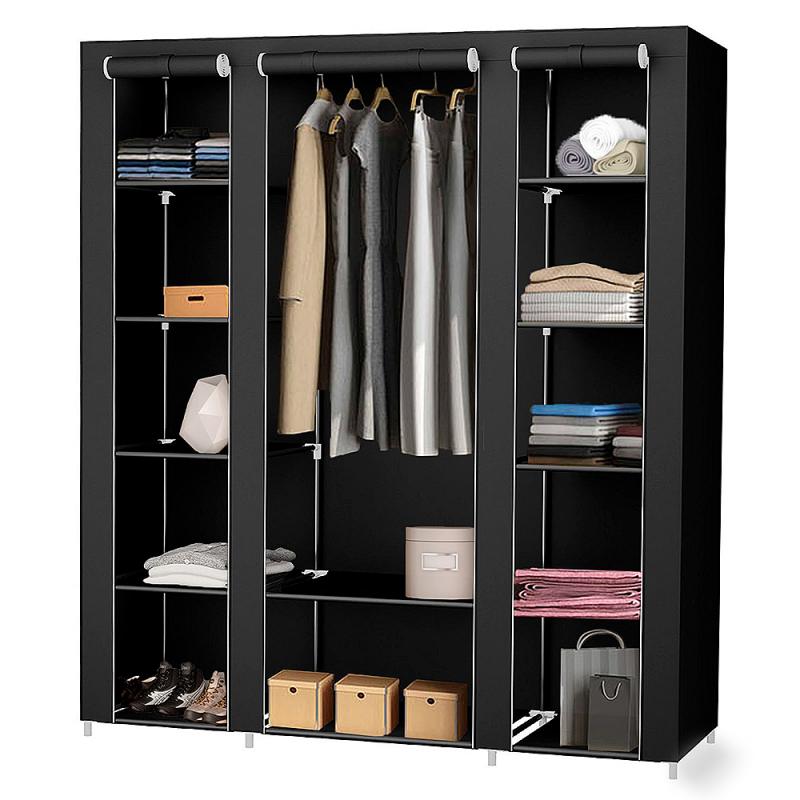 Wardrobe Storage Organizer Folding Cloth Storage Cabinet Assembly Easy Install Reinforcement Wardrobe Clothes Rack Multisize HWC