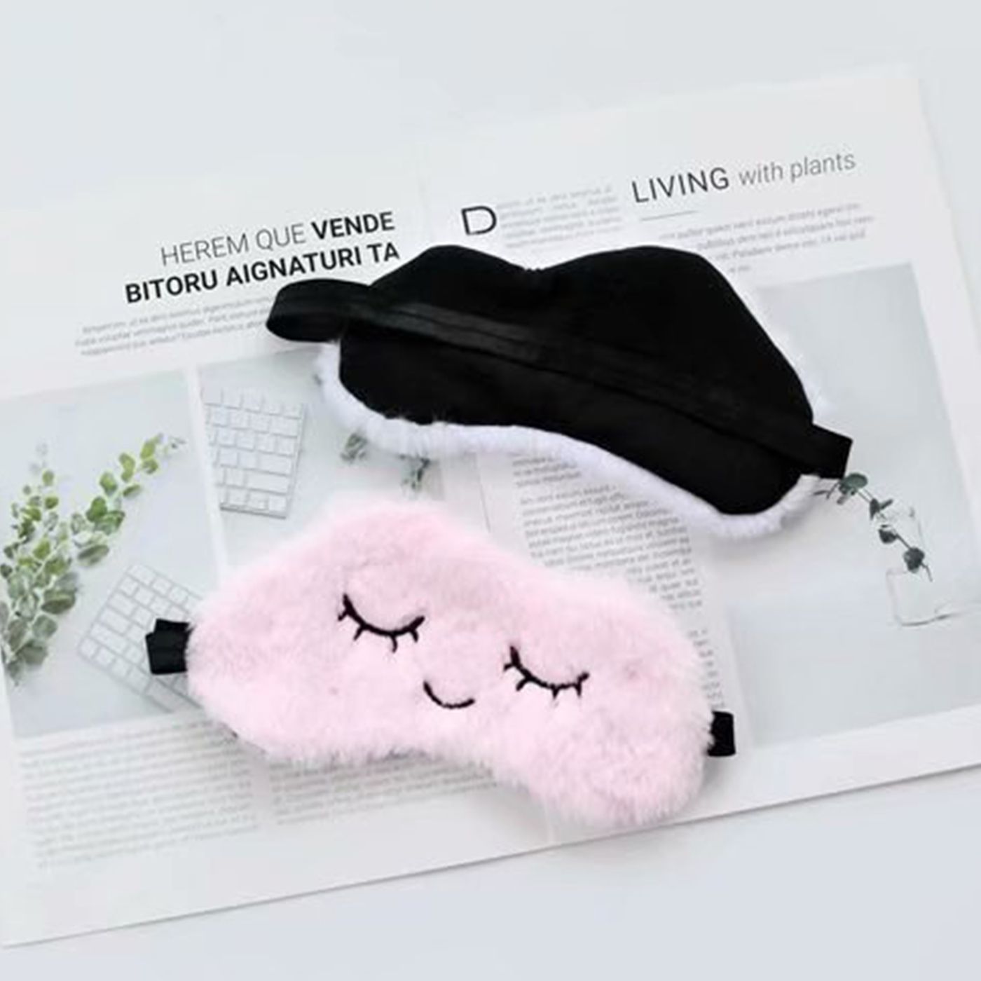 Cute Eye Mask Plush Eye Cover Kids Sleeping Mask Sleeping Mask Eyepatch Cartoon Travel Rest Eye Band Blindfold Sleep Aid Eyemask