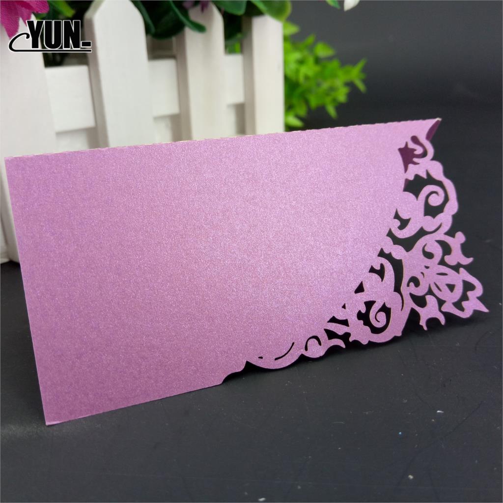 10pc Perlglanz Spitze Name Ort Karten Hochzeit Dekoration Tabelle Dekor Tabelle Name Nachricht Gruß Karte Party Weihnachten Lieferungen: dunkel Violett