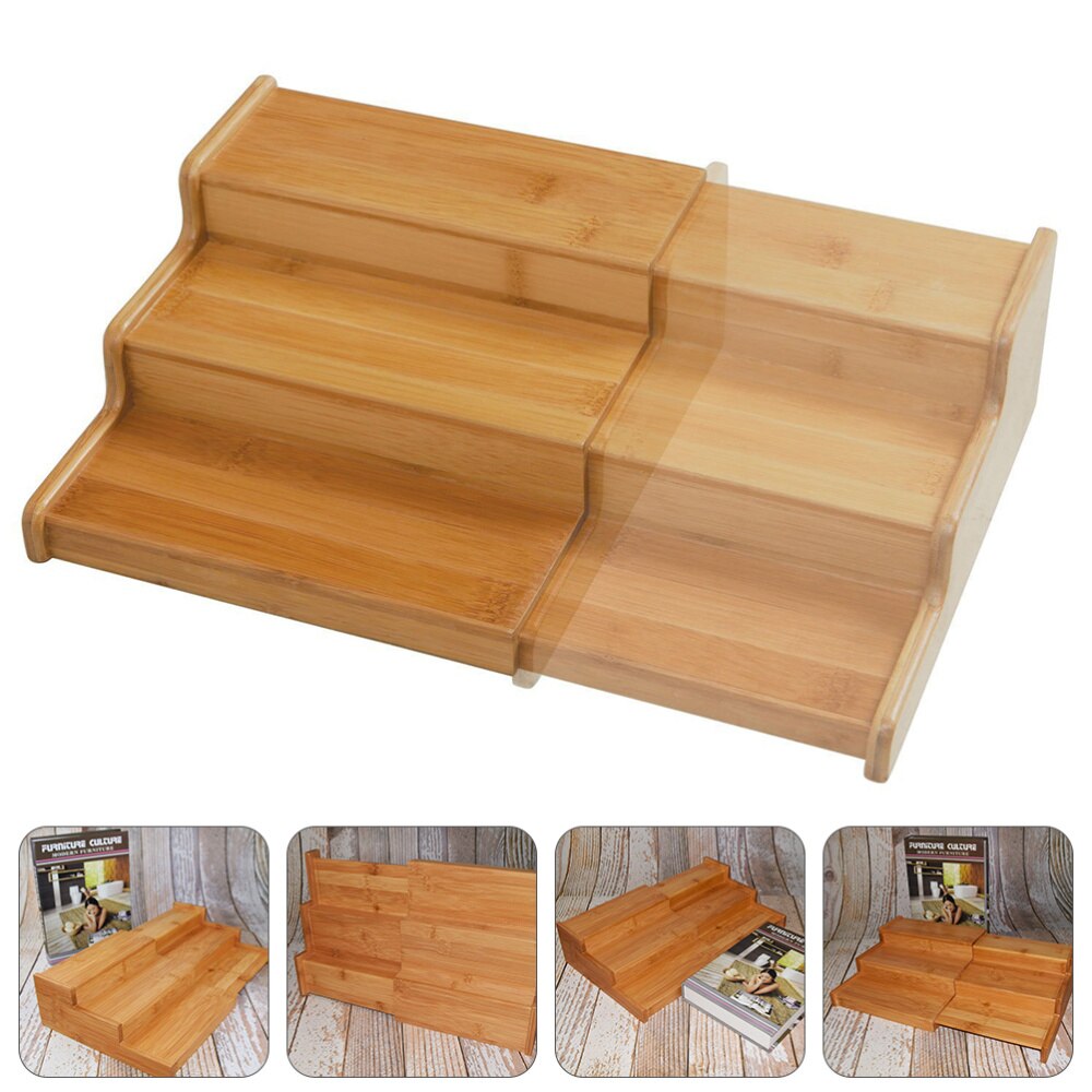 Kitchen Storage Rack Three-layers Storage Shelf Bamboo Bottle Shelf Kitchen Rack