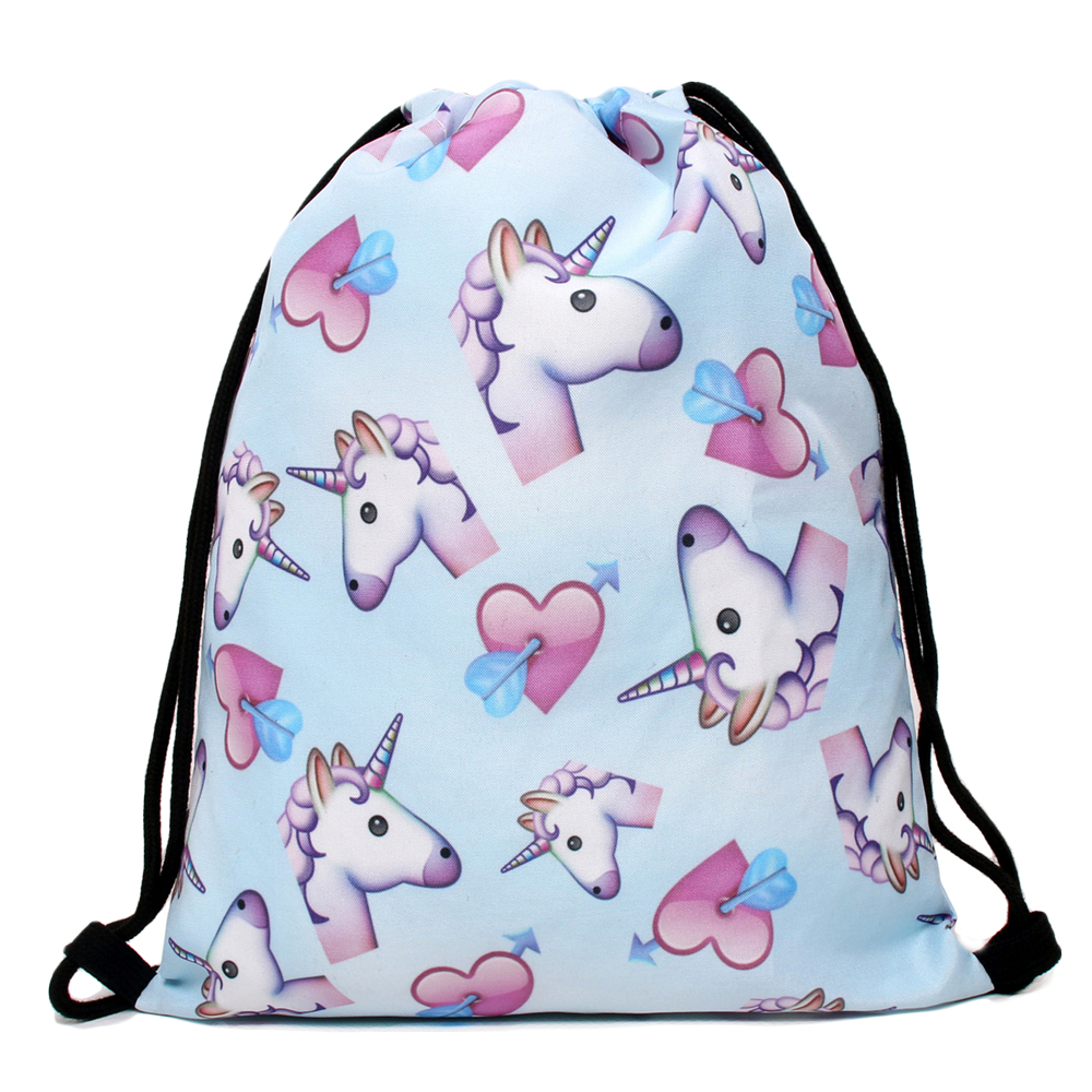 Deanfun 3 pièces/ensemble sac à dos licorne impression mignon épaule cordon cartables filles