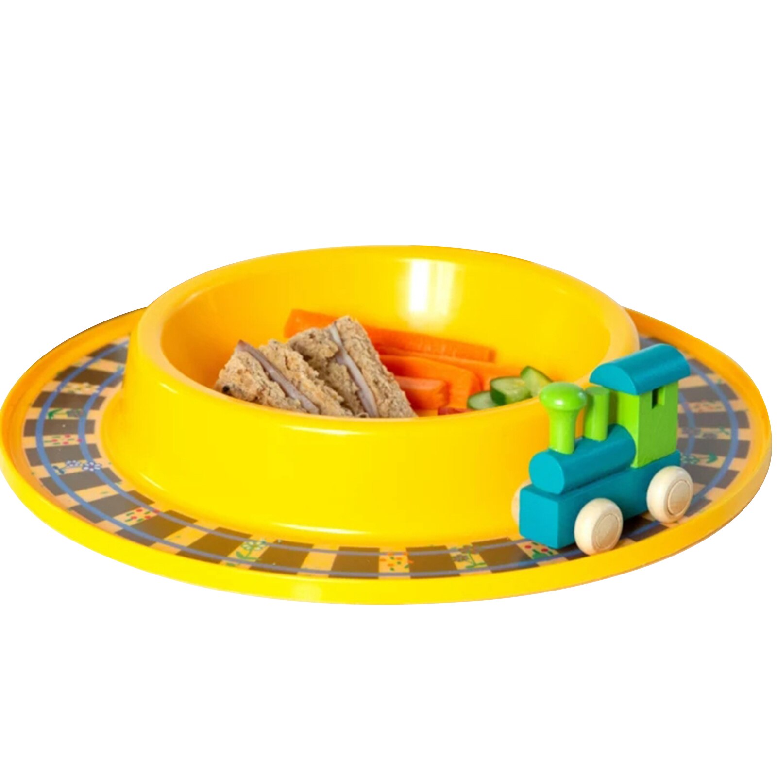 Kids' Car Plate Fun Dinner Plate Children Dinning Plate with Built-in Racetrack NSV775: b