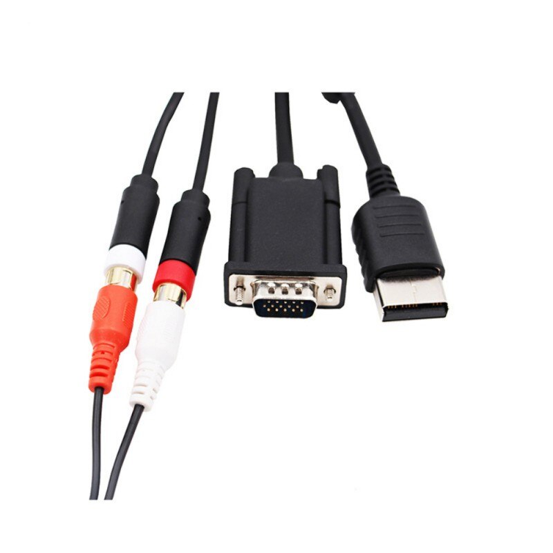 1.8m Vga For Sega Dc Dreamcast Cable For Vga Monitor And Audio Rca + 3.5mm To 2-male Rca Adapter nickel plated connector plugs