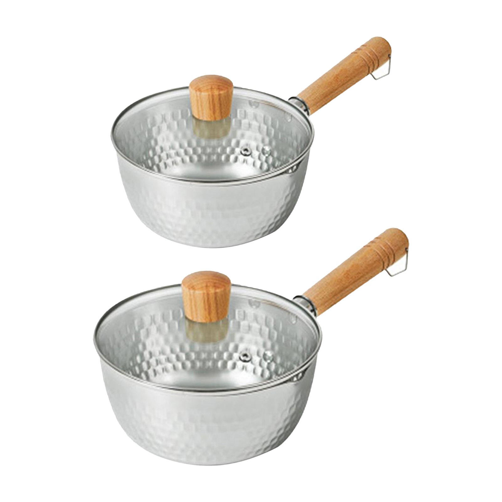 Stainless Steel Cooking Pot with Lid Porridge Diversion Ports Wood Handle Easy Clean Kitchen Accessories Cooking Tools