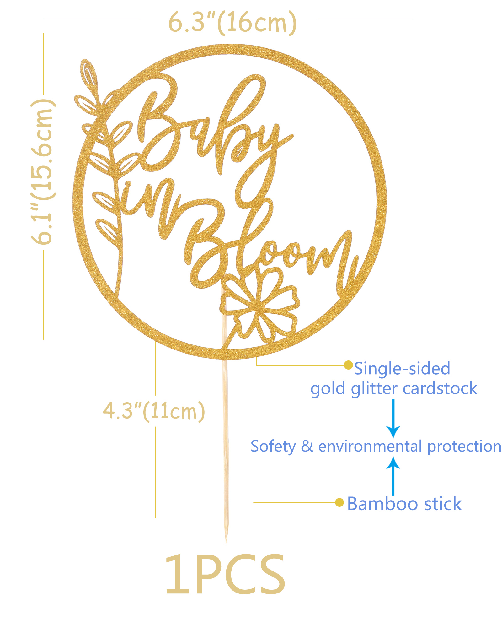 Baby in Bloom Cake Topper,Flower Theme Baby Shower Cake Topper, Floral Baby Shower Gender Reveal Patry Cake Decorations