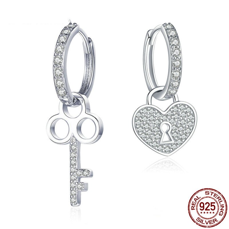 Pendientes De Plata De Primera Ley Con Forma De Corazón Para Mujer, Aretes Pequeños, Plata Esterlina llave, Accesor
