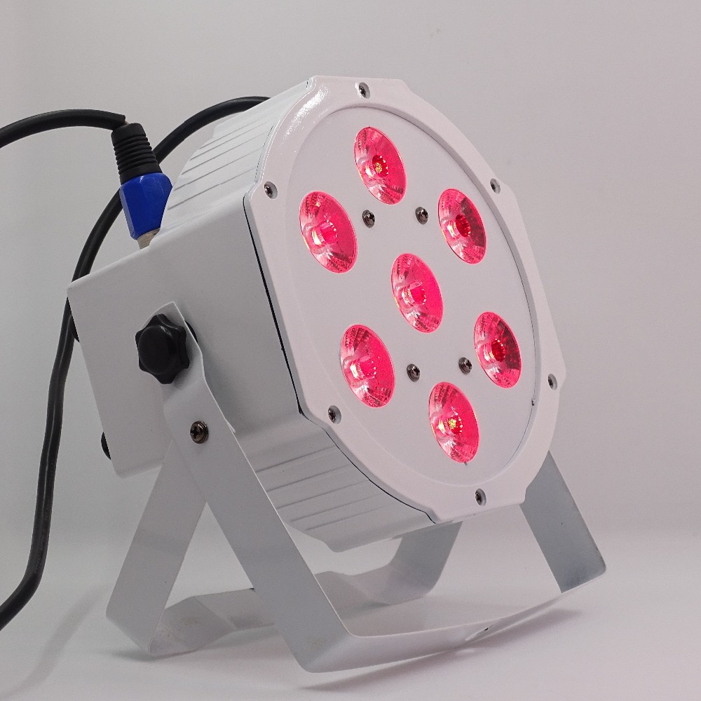 7*12w ultra heldere slanke platte witte led par-lampen 7 x 12w vloeiende rgbw-kleurmenging dmx 4/8- kanaals podium wash