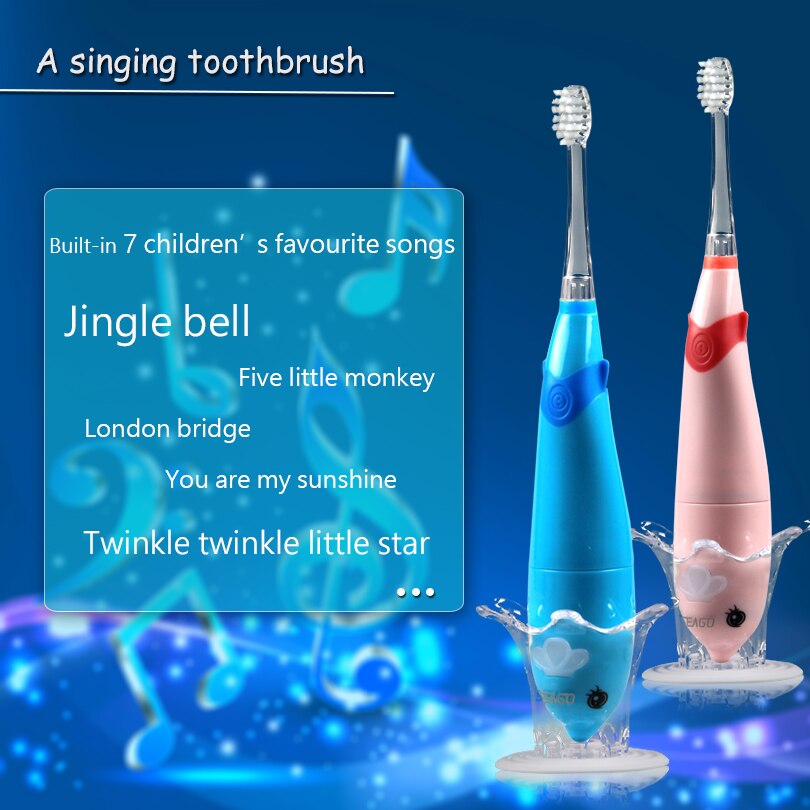 Cepillo de dientes eléctrico para niños SEAGO, recargable, Sónico, cepillos suaves, luz LED, cepillo de dientes inteligente para 3-12 años de edad, resistente al agua