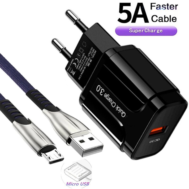 Kabel Micro USB ściany szybki Adapter ładowarka do telefonu komórkowego dla Samsung galaxy S3 S4 S6 S7 krawędzi A10 A3 A5 2016 J3 J5 J7 J4 A6 A7 2018