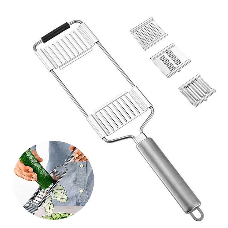 3 In 1 Rvs Groentesnijder Aardappel Wortel Rasp Multifunctionele Fruit Shredders Dunschiller Kitchen Tools