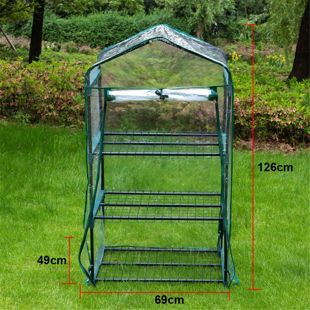 Waterproof Multi-Tier Portable Greenhouse PVC Cover Garden Cover Plants Flower House Corrosion-resistant Plants Cover: 69x49x126cm