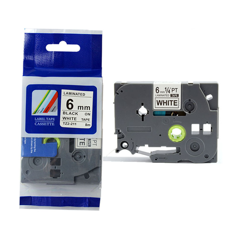 20pk GREENCYCLE Compatible Brother P-Touch TZ211 Tze211 Label Tape – 6mm Black On White, Thermal