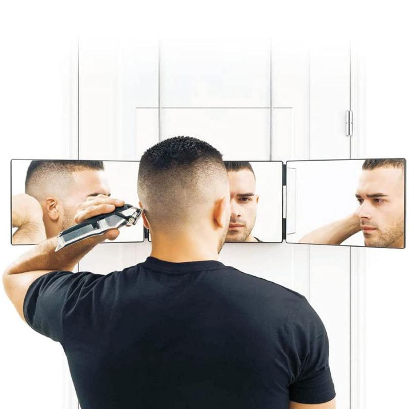 Espejo de 3 vías con ángulo de visión de 360 grados, espejo de práctica para auto corte y peinado, herramienta de corte de pelo DIY, Espejos decorativos