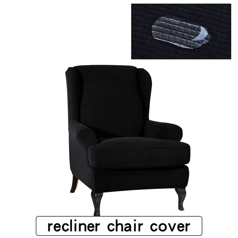 Vattentät all-inclusive elastisk fåtölj wingback soffa rygg stolsöverdrag fritidspall överdrag rutiga ränder skydd överdrag
