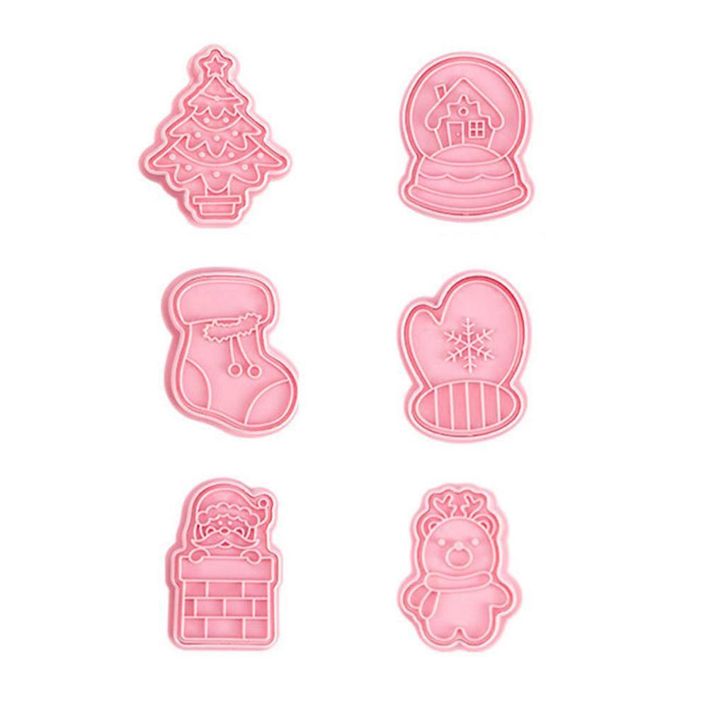 6 stuks/set kerst cartoon vorm koekjes fondant uitsteker boom gereedschap mallen decoreren kerst koken koekjes bakken doe-het-zelf  c4 b 6: Default Title