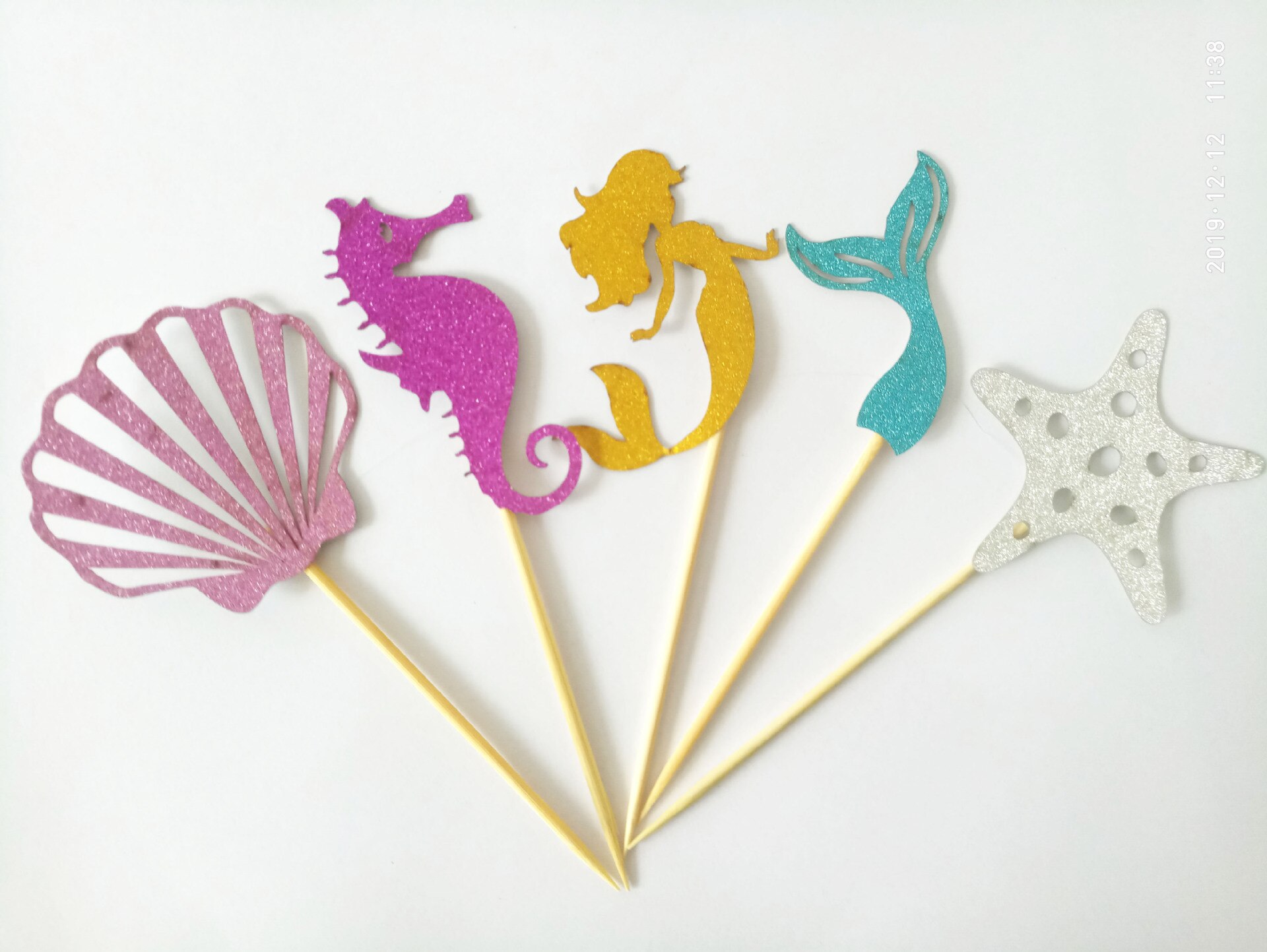 Mermaid Theme Birthday Party Decoration Mermaid Party Disposable Tableware Set Cake Topper Baby Shower Girl 1st Birthday Party: 5pcs