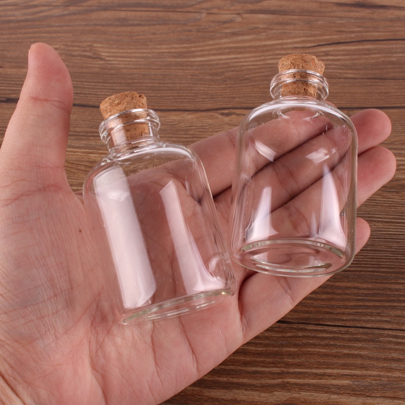24 stks 50 ml Maat 40*63*12.5mm Transparante Glazen Flessen met Kurk Lege Spice Flessen kruiken Ambachten Flesjes