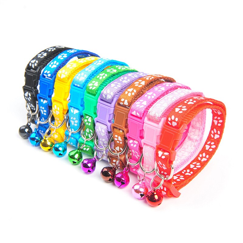 Hond Cartoon Footprint Kat Kraag Mode Leuke Bell Huisdier Kraag Teddy Bomei Kat Ketting Strip Pet Verstelbare Nylon Kraag