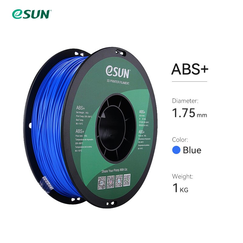 eSUN ABS+ Filament 1.75mm ABS Plus 3D Printer Filament Accuracy +/- 0.05mm 1KG 2.2 LBS Spool 3D Printing Material for 3D Printer: Blue