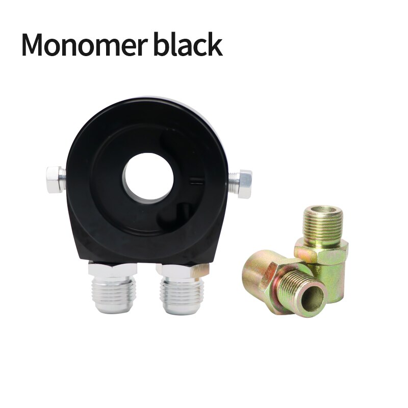 Oil Cooler Filter Sandwich Plate Adapter AN10 Spin-on Oil Filter And Filter Pad On Engine Block Billet Aluminum: A Black
