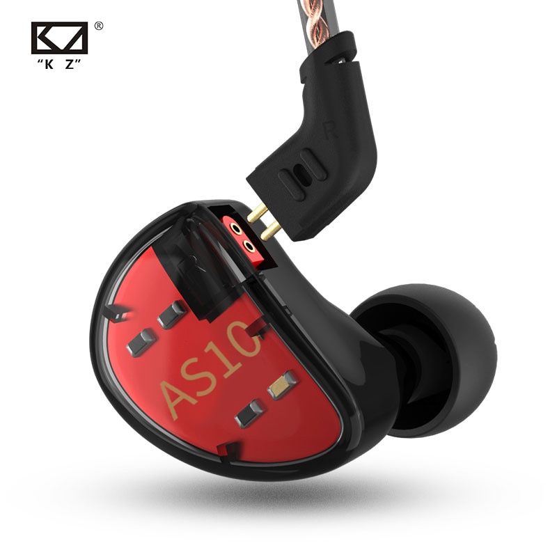 Kz AS10 Cyaan 5BA Balanced Armature Driver Hifi Bass In Oortelefoon Monitor Game Headset Noise Cancelling Oordopjes