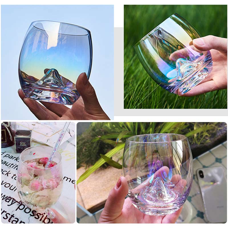 300ml Regenbogen Glas Tasse Kreative Träne Blei-freies Whiskey Glas Frühstück Milch Tee Kaffee Saft Tasse Heimat Sekretariat trinken Glas