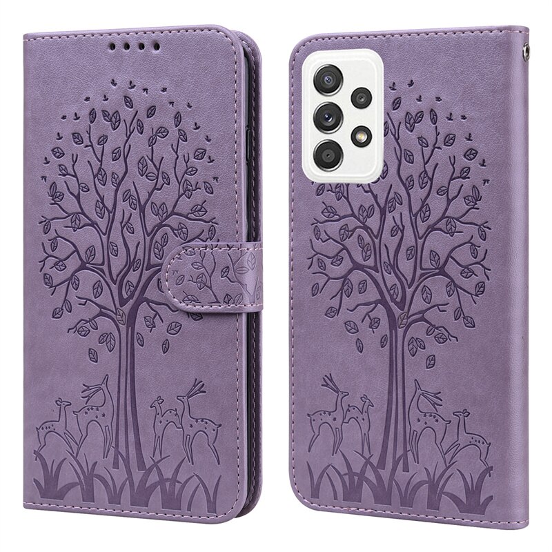 A23 A 23 5G SM-A235M custodia Stand libro portafoglio Coque per Samsung Galaxy a23 a33 a53 custodie in rilievo cervo albero fondina Flip Shell Bag