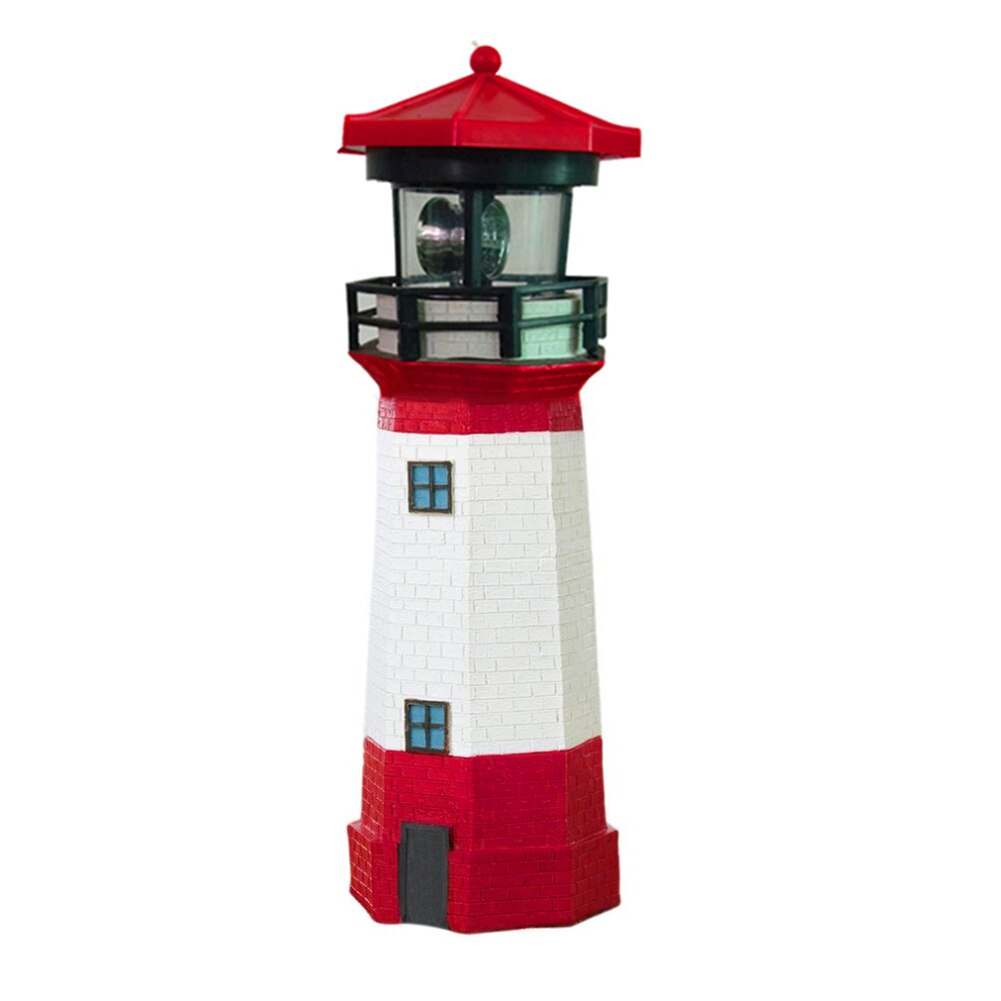 Solar Powered Lighthouse with Rotating Lamp Bulb Garden Ornament Patio Light YE: Default Title