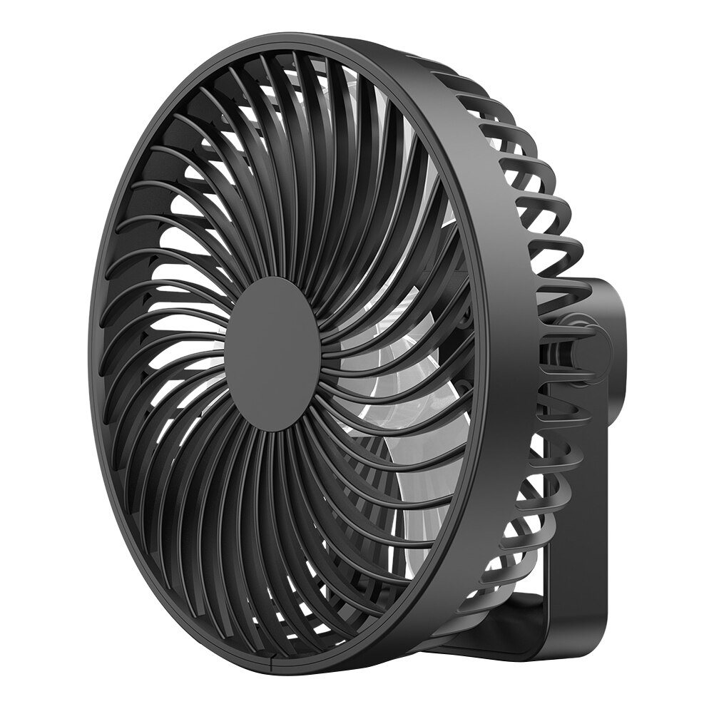 Rechargeable 3 Gears Adjustable Personal USB Desk Fan Portable Quiet Silent Desktop Mini Table Fan for Office Home Outdoor Tent: Black